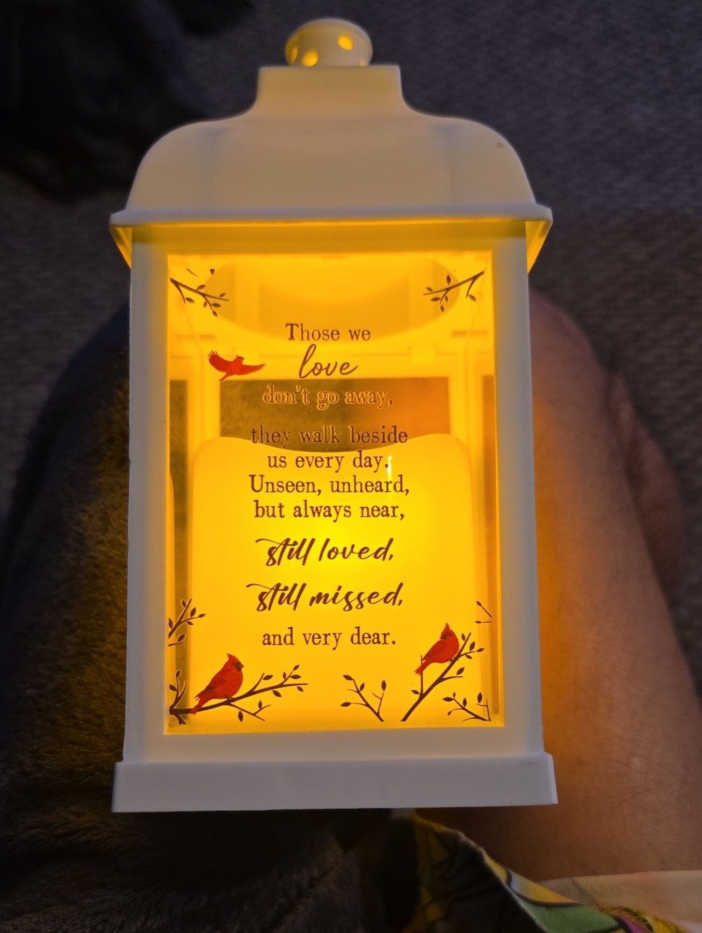 Sentiment Lantern - White LED Memorial Accent Light ...Those We Love...
